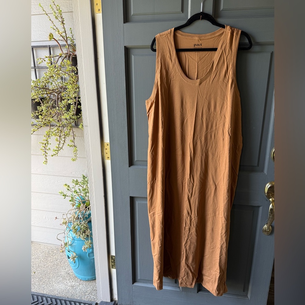 PACT Organic Cotton Long Dress Brown Sugar XXL - Picture 5 of 9